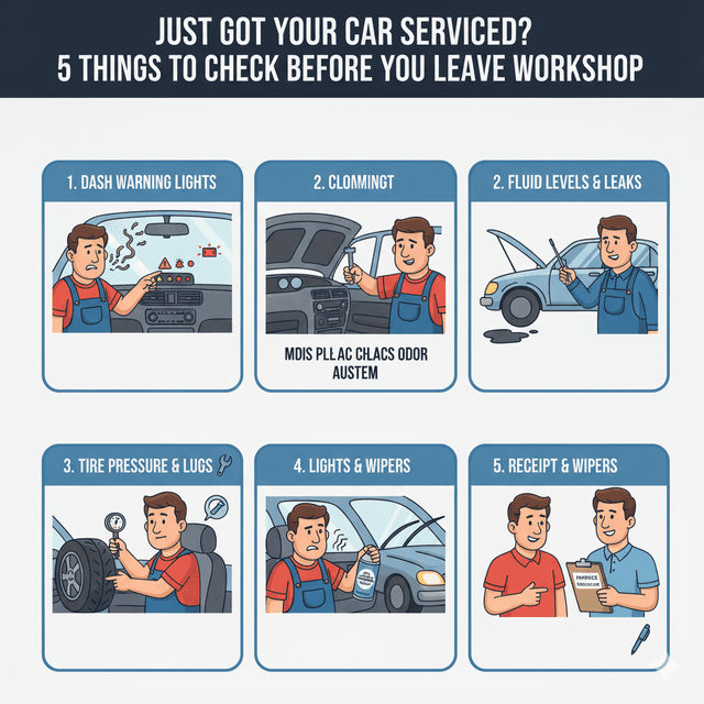 Just Got Your Car Serviced? 5 Things to Check Before You Leave the Workshop