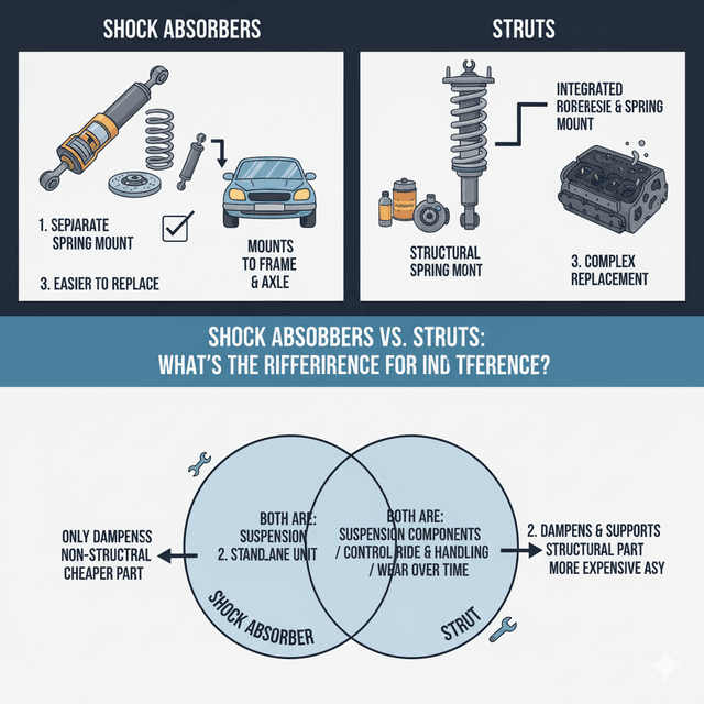 Shock Absorbers vs. Struts: What's the Difference?