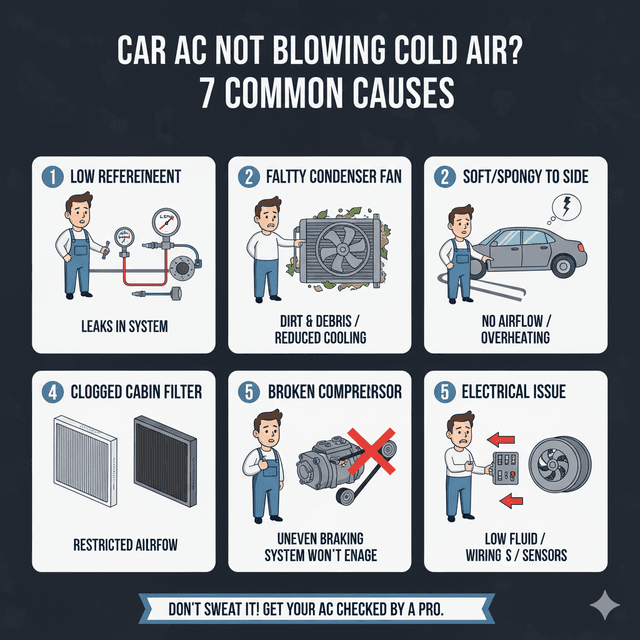 Car AC Not Blowing Cold Air? 7 Common Causes